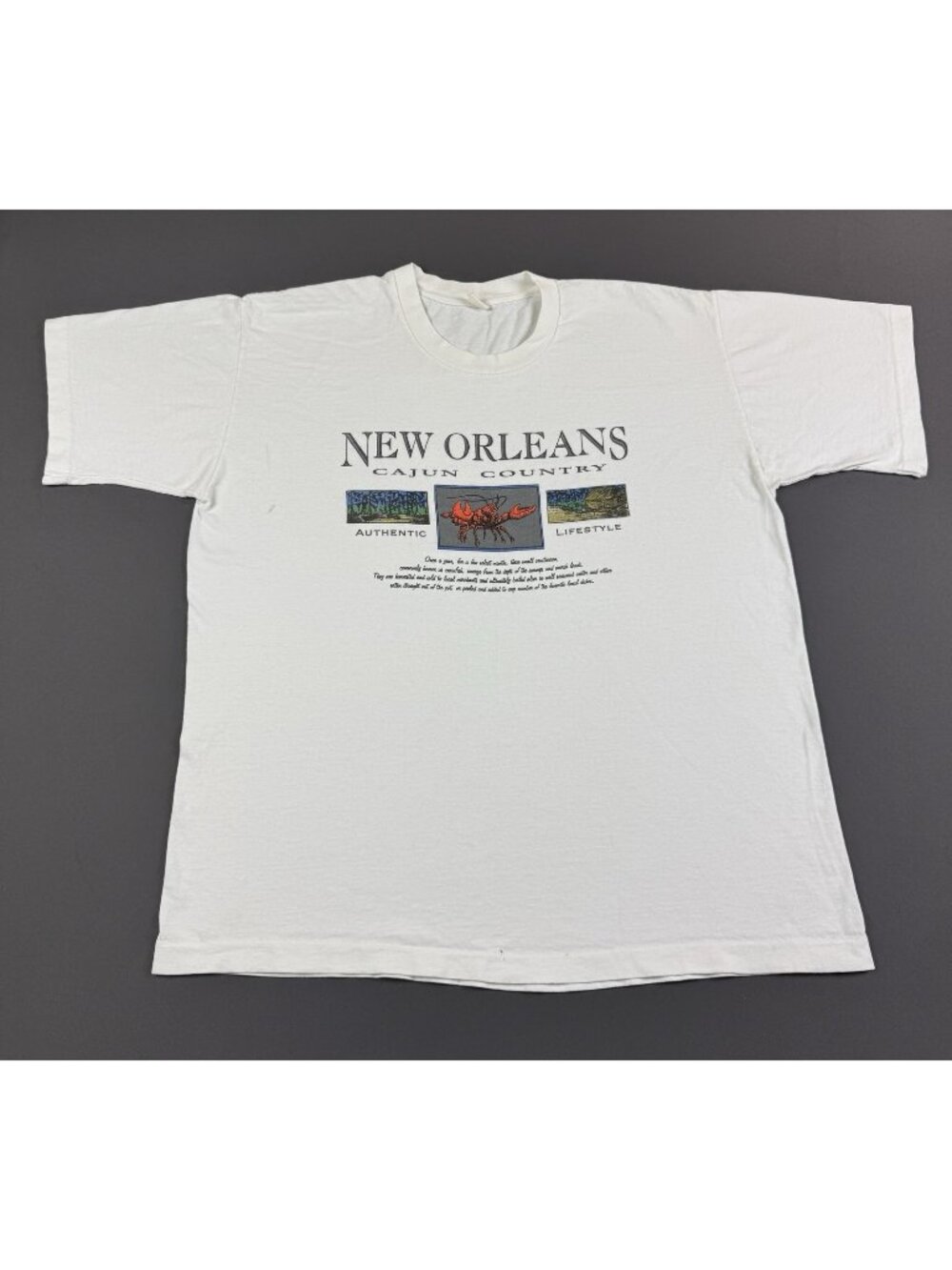 Rare Vintage 90s New Orleans Cajun Country Art Lifestyle White Promo Shirt XL